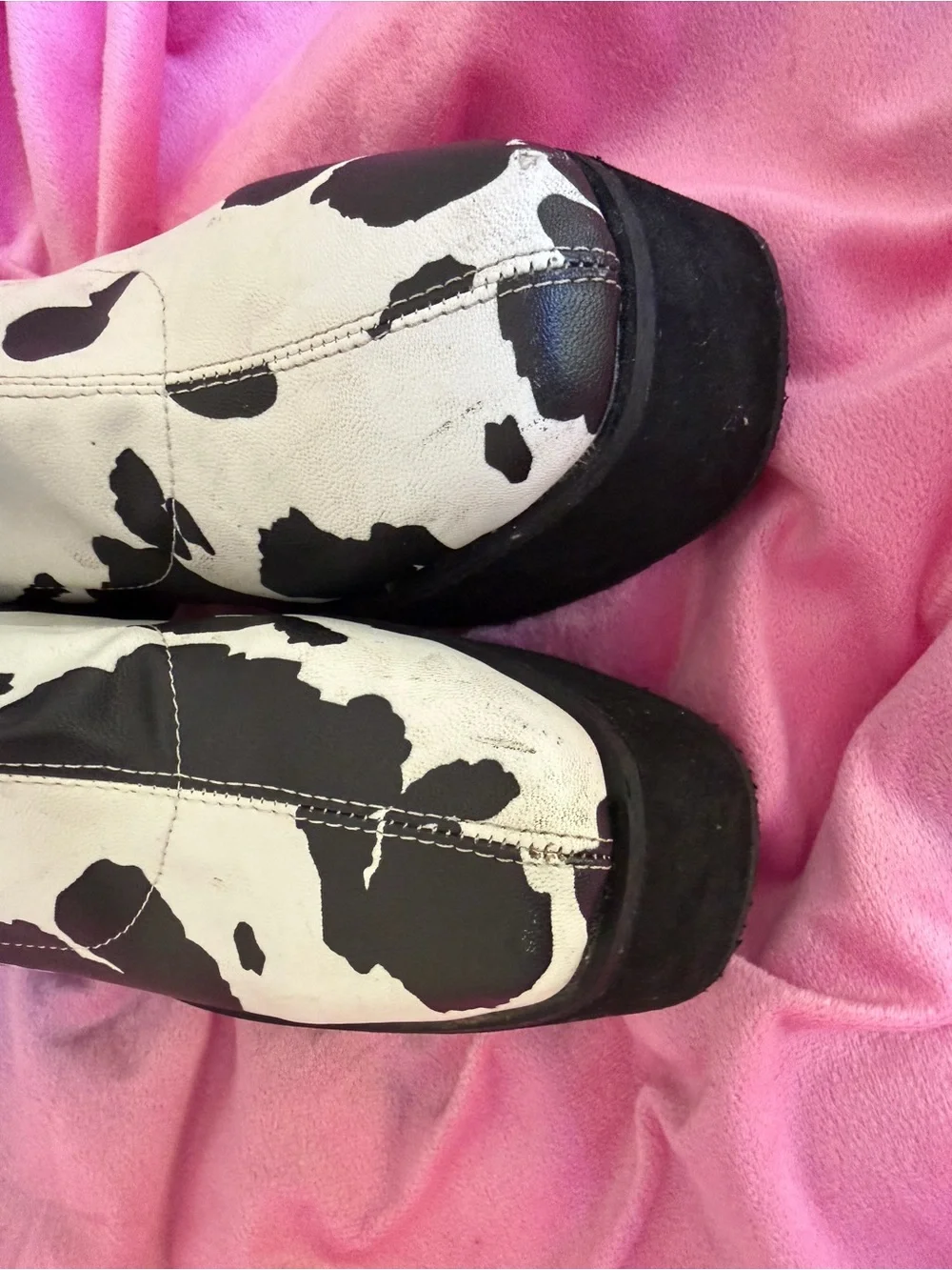 Source Unknown Black & White Cow Print Platform Ankle Boots